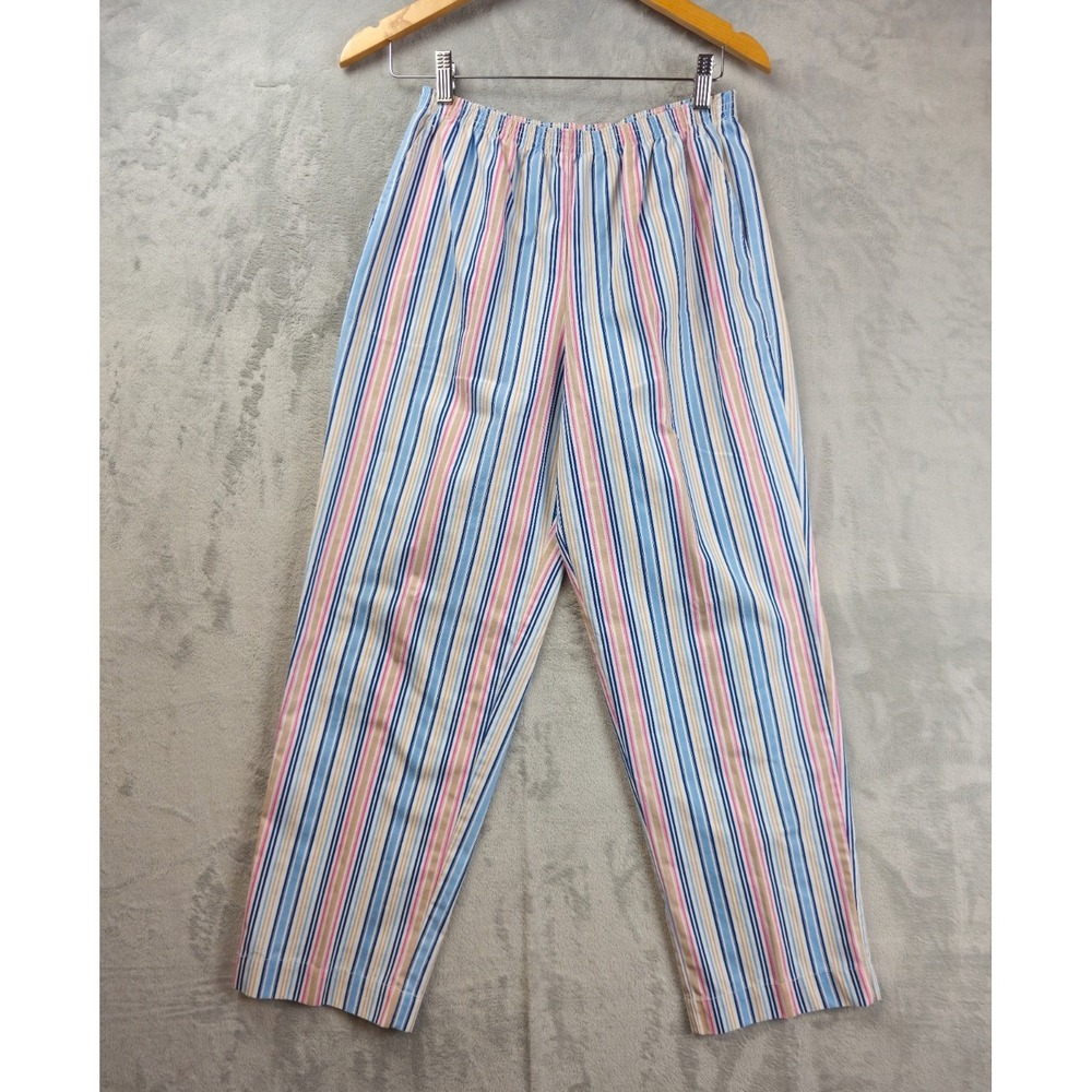 Blair Elastic Waist Pants Womens 10P Petites Lightweight Multicolor Stripe Retro